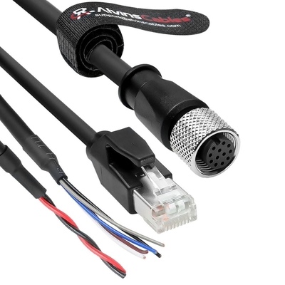 Alvin's Cables M12 12 Pin Power Functional Ethernet Cable for DJI Livox HAP(TX) Mid-70 Mid-360 LiDAR Sensor, M12 Aviation 12 Pin Female to RJ45 1 to 3 Breakout Cable 19.7ft/6m