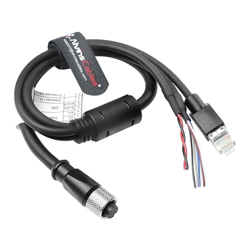 Alvin's Cables M12 12 Pin Power Functional Ethernet Cable for DJI Livox HAP(TX) Mid-70 Mid-360 LiDAR Sensor, M12 Aviation 12 Pin Female to RJ45 1 to 3 Breakout Cable 19.7ft/6m